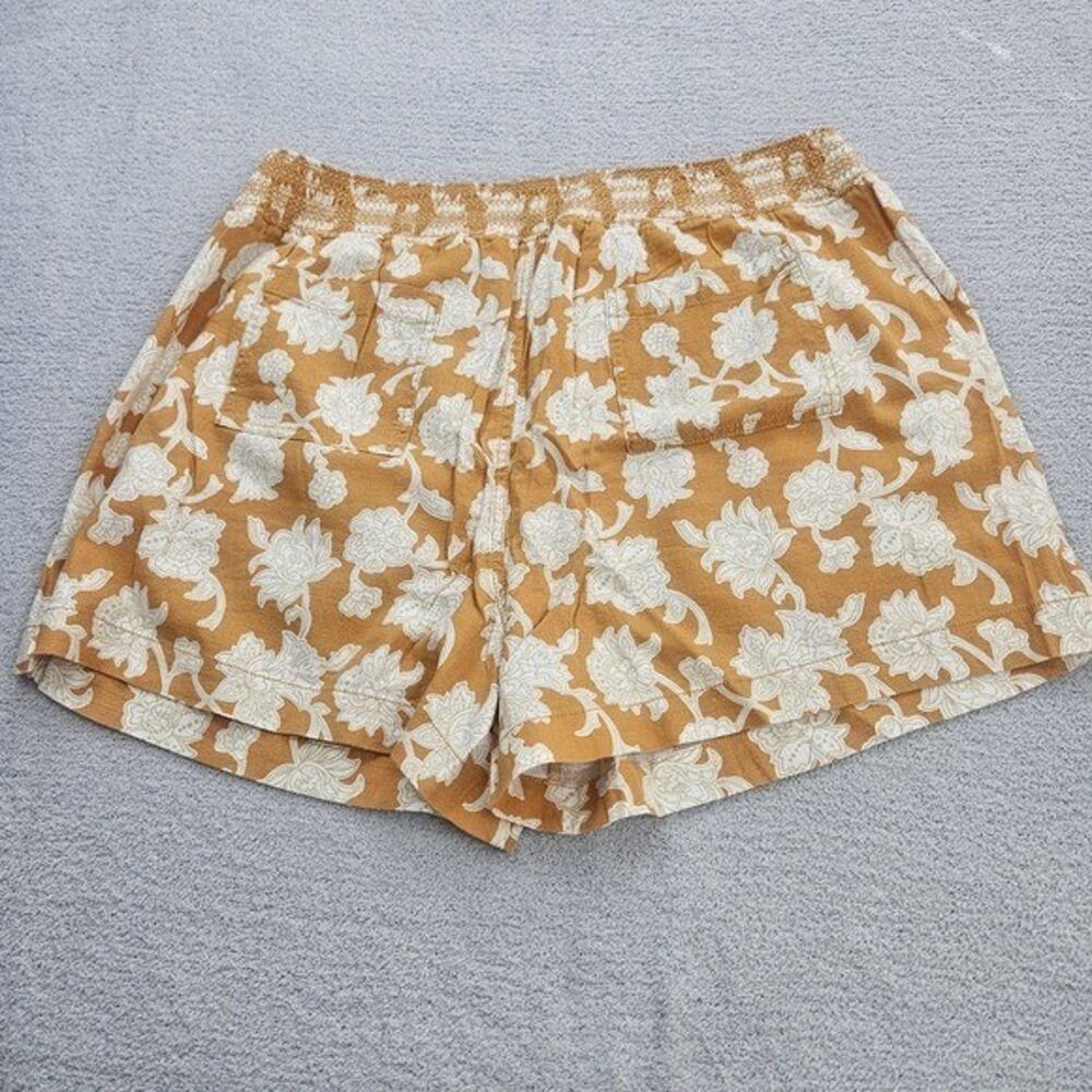 Treasure and Bond Linen Blend Pull-on Summer Shorts Orange Floral Medium NWT
